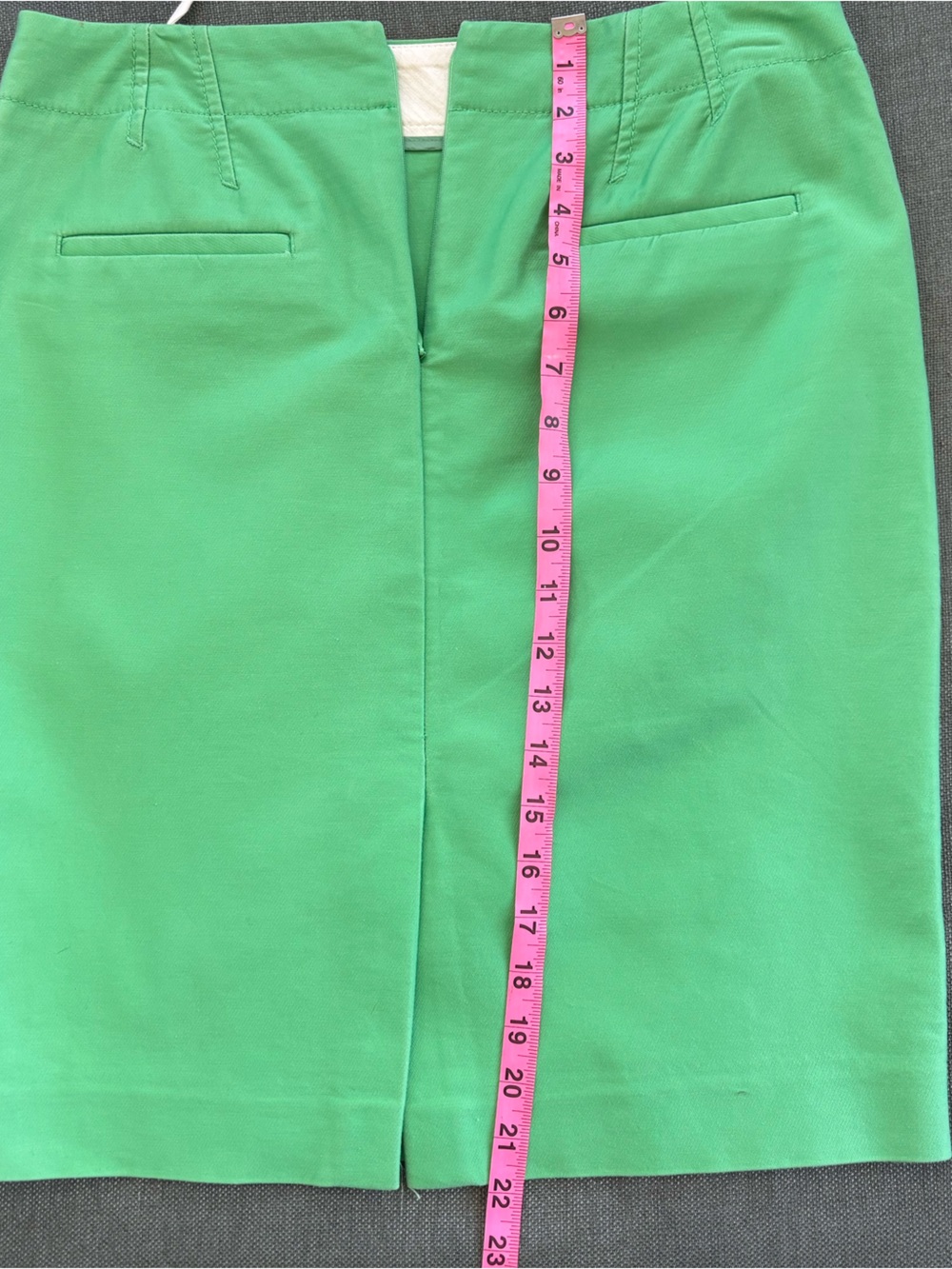 J. Crew Green Pencil Skirt with Light Blue/White Gingham Shorts - Picture 7 of 10